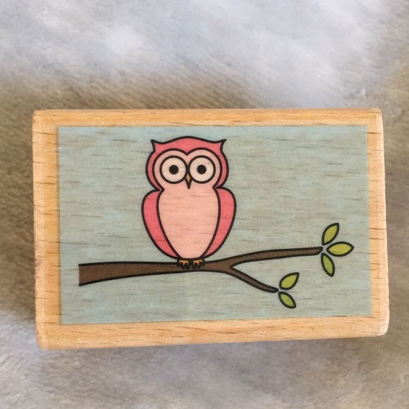 Owl On Tree Branch Rubber Art Stamp NWT wood rubber 2.25”x 1x1.50” - Picture 1 of 9